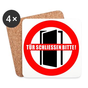 Tür schließen bitte | Farbe änderbar - Untersetzer (4er-Set) - Weiß - Vorne