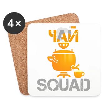 TEE SQUAD russisch Geschenk - Untersetzer (4er-Set) - Weiß - Vorne