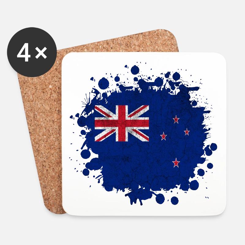 Neuseeland Vintage Splash Flaggen Design - Untersetzer (4er-Set) - Weiß