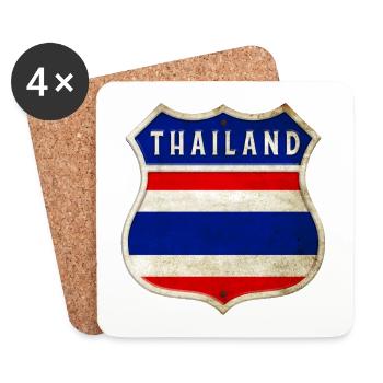 Conception des drapeaux des armoiries de la Thaïlande - Dessous de verre (lot de 4) - blanc - Devant