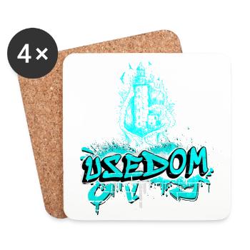 Idée cadeau design phare Usedom - Dessous de verre (lot de 4) - blanc - Devant