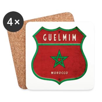 Guelmim Maroc Armoiries Drapeaux Design - Dessous de verre (lot de 4) - blanc - Devant