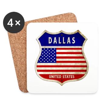 Dallas USA United States Coat of Arms Flags - Coasters (set of 4) - white - Front