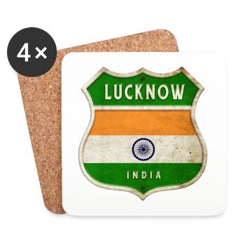 Lucknow India Coat of Arms Flags Design - Coasters (set of 4) - white - Front