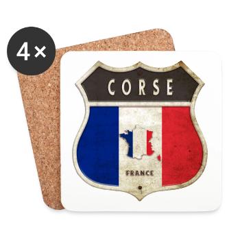 Corse France Armoiries Drapeaux Design - Dessous de verre (lot de 4) - blanc - Devant