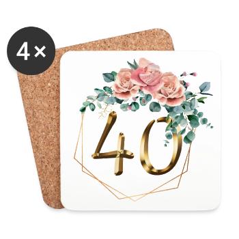 40 ans anniversaire Or 40e anniversaire Gold Graphiques - Dessous de verre (lot de 4) - blanc - Devant