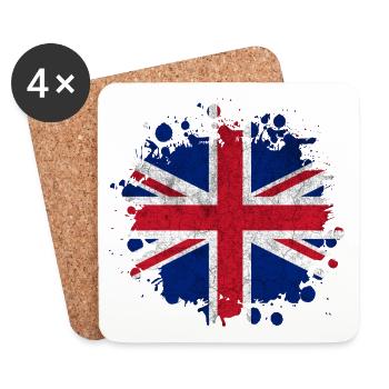 Großbritannien Vintage Splash Design - Untersetzer (4er-Set) - Weiß - Vorne