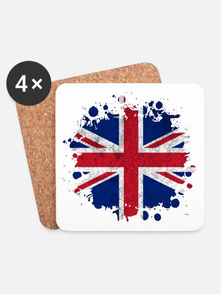 Großbritannien Vintage Splash Design - Untersetzer (4er-Set) - Weiß
