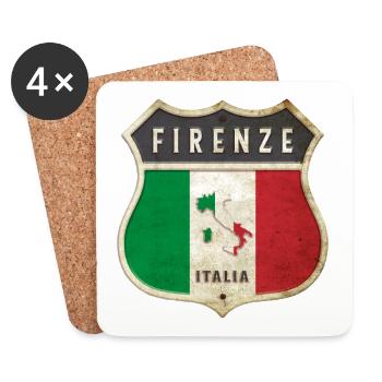 Florence Italie Armoiries Drapeaux Design - Dessous de verre (lot de 4) - blanc - Devant