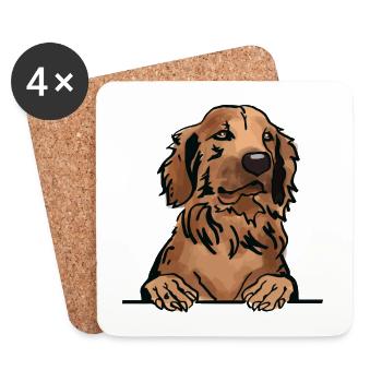 Golden Retriever Dog for Peeking Dog Lovers - Coasters (set of 4) - white - Front