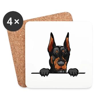 Chien Pinscher allemand pour les amateurs de chiens de peeking - Dessous de verre (lot de 4) - blanc - Devant