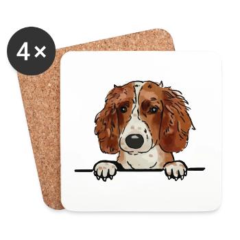 Welsh Springer Spaniel Dog for Peeking Dog Lovers - Coasters (set of 4) - white - Front