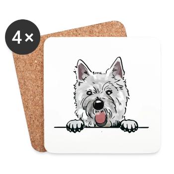 Westie Dog für Peeking Dog Lovers - Untersetzer (4er-Set) - Weiß - Vorne