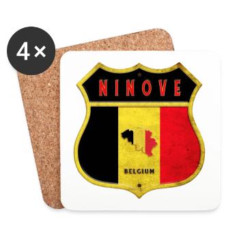 Ninove Belgium Coat of Arms Flags Design - Coasters (set of 4) - white - Front
