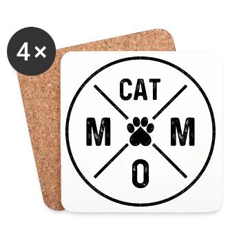 Chat Maman Chats Maman Coeur Patte Chat Maman - Dessous de verre (lot de 4) - blanc - Devant