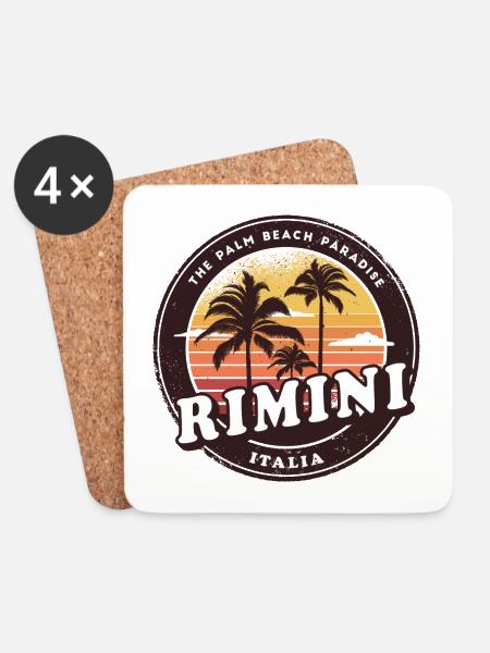 Rimini Italien Vintage Palmen Design - Untersetzer (4er-Set) - Weiß