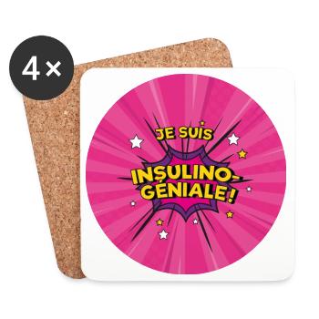 Je suis diabétique, je suis insulino-géniale ! - Dessous de verre (lot de 4) - blanc - Devant