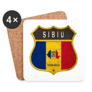 Armoiries de Sibiu Roumanie - Dessous de verre (lot de 4) - blanc - Devant
