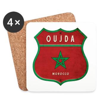Oujda Maroc Armoiries Drapeaux Design - Dessous de verre (lot de 4) - blanc - Devant