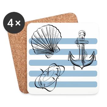 Beach and Sea Design - Coasters (set of 4) - white - Front