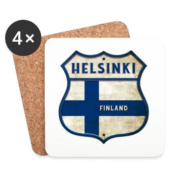 Helsinki Finland coat of arms design - Coasters (set of 4) - white - Front