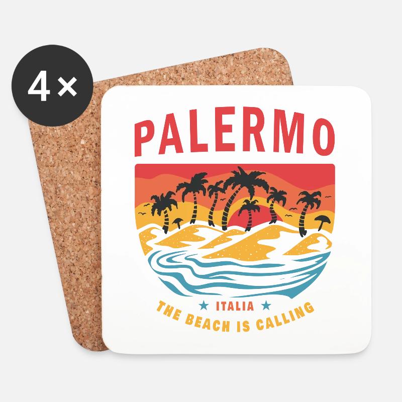 Palermo Italien Strand Design - Untersetzer (4er-Set) - Weiß