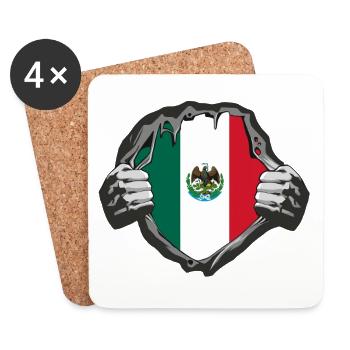 Mexiko Flaggen Design - Untersetzer (4er-Set) - Weiß - Vorne