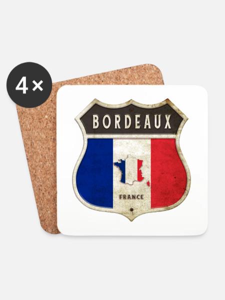Bordeaux Frankreich Wappen Flaggen Design - Untersetzer (4er-Set) - Weiß