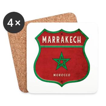 Marrakech Maroc Armoiries Drapeaux Design - Dessous de verre (lot de 4) - blanc - Devant