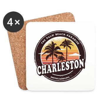 Charleston South Carolina Strand Design - Untersetzer (4er-Set) - Weiß - Vorne