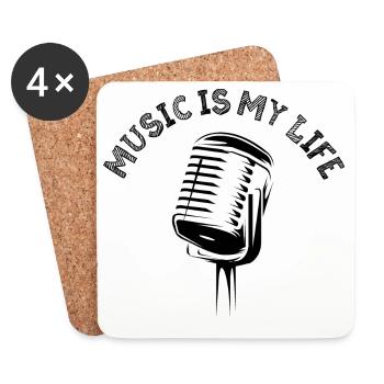 music is my life Mikrofon Symbol Logo Musik Grafik - Untersetzer (4er-Set) - Weiß - Vorne