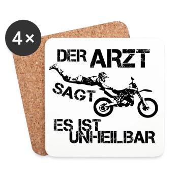 Motocross witzig Geschenk - Untersetzer (4er-Set) - Weiß - Vorne