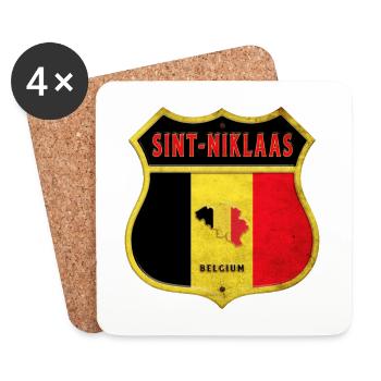 Sint-Niklaas Belgium Coat of Arms Flags Design - Coasters (set of 4) - white - Front
