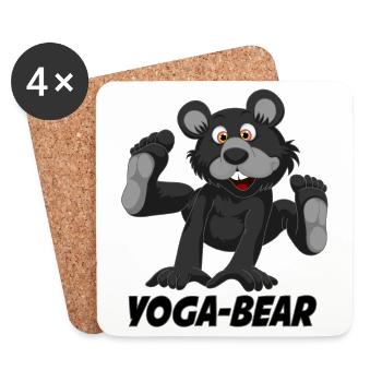 Yoga Bär - Untersetzer (4er-Set) - Weiß - Vorne