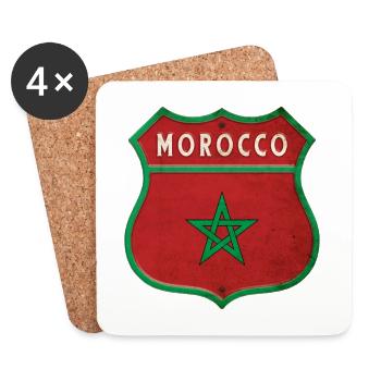 Maroc Armoiries Drapeaux Design - Dessous de verre (lot de 4) - blanc - Devant