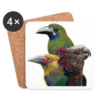 Toucans and parrot - Coasters (set of 4) - white - Front