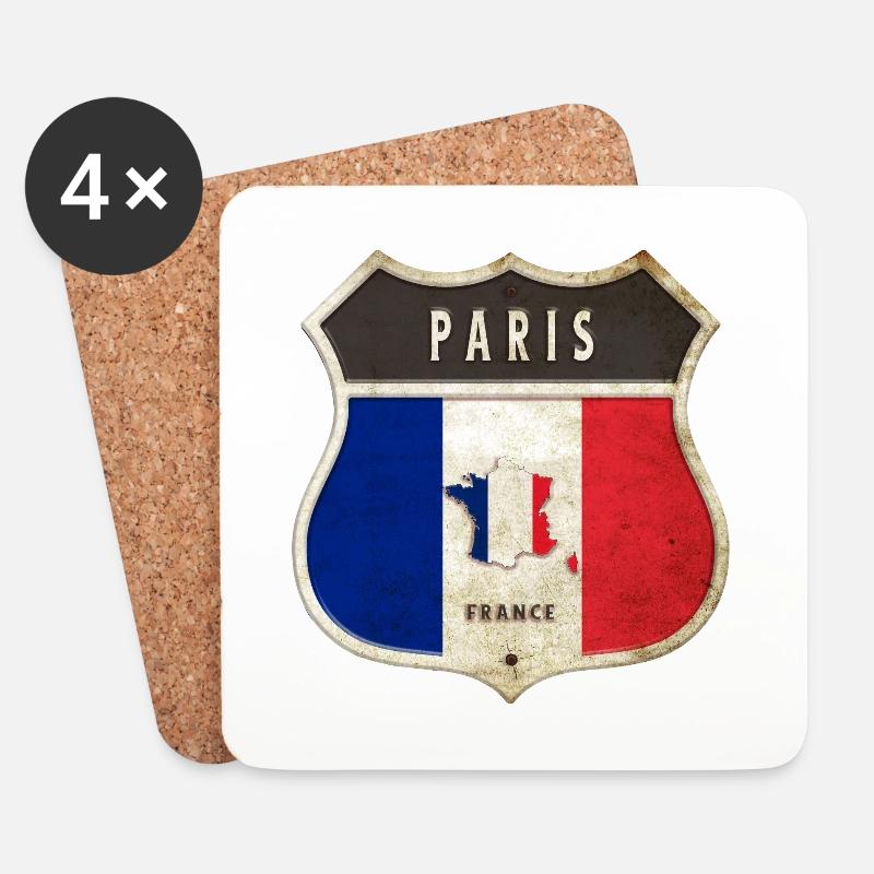 Paris Frankreich Wappen Flaggen Design - Untersetzer (4er-Set) - Weiß