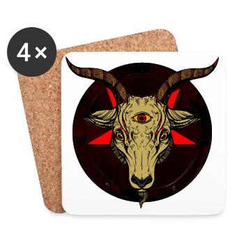 Chèvre à Troisième Œil et Pentacle - Dessous de verre (lot de 4) - blanc - Devant