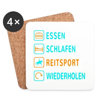 Essen. Schlafen. Reitsport. Wiederholen Design - Untersetzer (4er-Set) - Weiß - Vorne