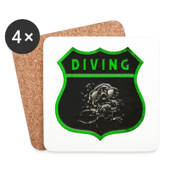 Motif Diver Crest - Dessous de verre (lot de 4) - blanc - Devant