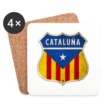 Armoiries de la Catalogne - Dessous de verre (lot de 4) - blanc - Devant