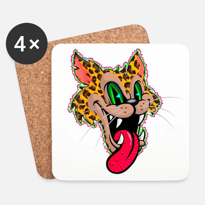 Leopard Comic Psychedelisch - Untersetzer (4er-Set) - Weiß