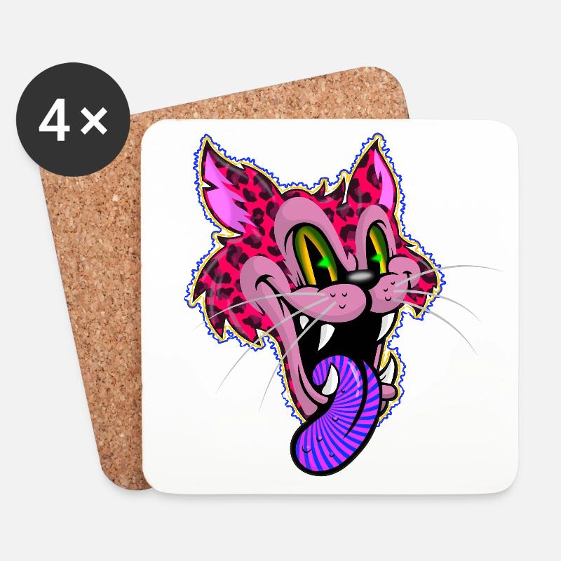 Leopard Comic Psychedelic - Coasters (set of 4) - white