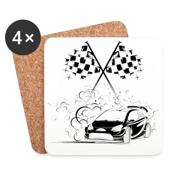 Racing Cars Rally Drift Symbol Icon Graphic - Coasters (set of 4) - white - Front