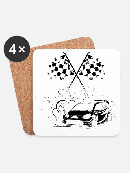 Rennen Autos Rally Drift Symbol Icon Grafik - Untersetzer (4er-Set) - Weiß