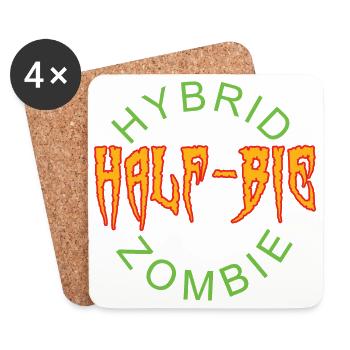 Half-Bie Hybrid Zombie - Half Human Half Zombie 2. - Coasters (set of 4) - white - Front