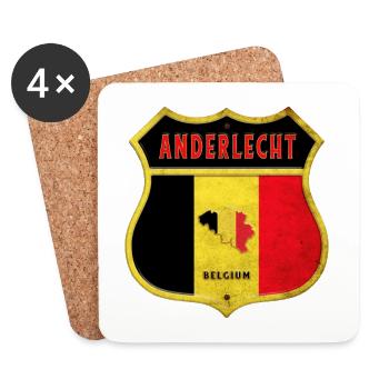 Anderlecht Belgium Coat of Arms Flags Design - Coasters (set of 4) - white - Front