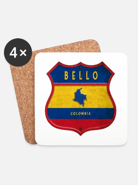 Bello Kolumbien Wappen Design - Untersetzer (4er-Set) - Weiß