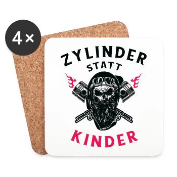 Zylinder statt Kinder Motorrad Design - Untersetzer (4er-Set) - Weiß - Vorne