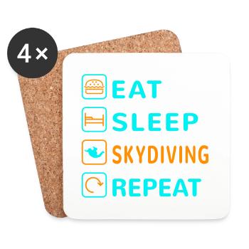 Essen. Schlafen. Skydiving. Wiederholen Design - Untersetzer (4er-Set) - Weiß - Vorne